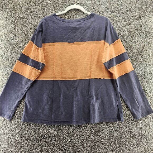 Hailey & co small 100% cotton striped gray gold long sleeve t-shirt 28.9670 - Picture 6 of 6